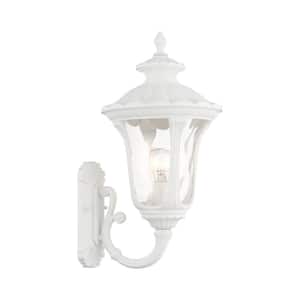Oxford Textured White Outdoor Hardwired Wall Sconce with No Bulbs Included