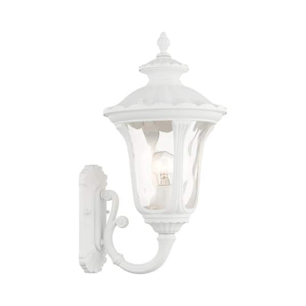 Livex Lighting Oxford Textured White Outdoor Hardwired Wall Sconce with No Bulbs Included
