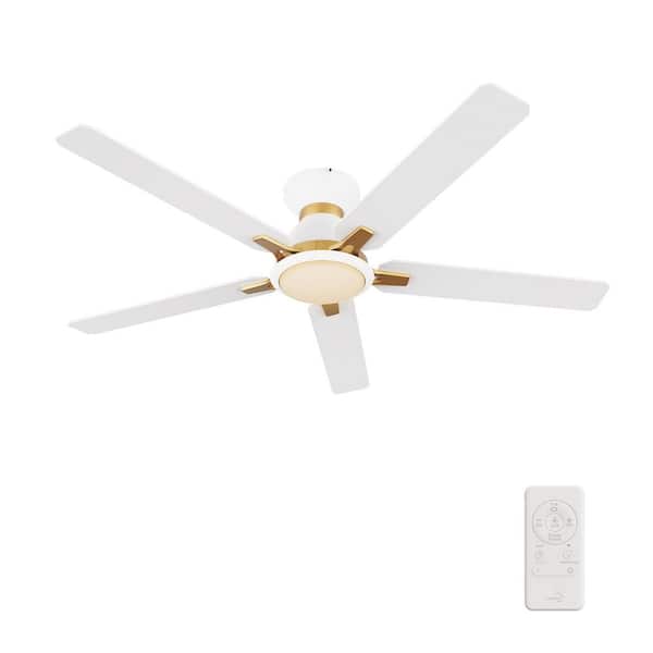 Essex II 52 in. Integrated LED Indoor/Outdoor White Smart Ceiling Fan with Light and Remote, Works w/Alexa/Google Home