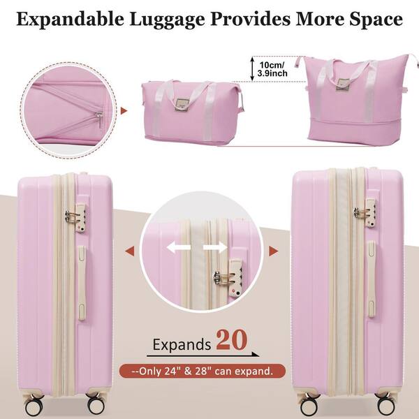 Merax 5 Bags 5-Piece Light Pink Expandable ABS Luggage Set with