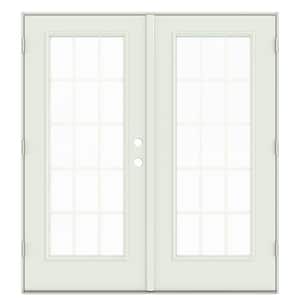 72 in. x 80 in. Right-Hand/Outswing Low-E 15 Lite Primed Steel Double Prehung Patio Door