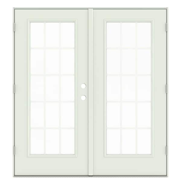 JELD-WEN 72 in. x 80 in. Right-Hand/Outswing Low-E 15 Lite Primed Steel Double Prehung Patio Door