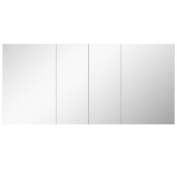 64 in. W x 30 in. H Rectangular Frameless Aluminum Medicine Cabinet with Mirror and Soft-Close Hinges