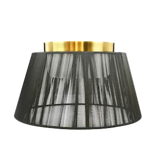 13 in. Black Mesh Japandi Design LED Flush Mount Ceiling Light Matte Gold Housing 800 Lumens Adjustable CCT (8-Pack)