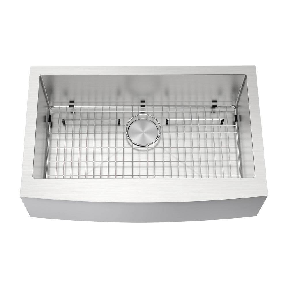 33-Inch Brushed Stainless Steel Farmhouse Apron-Front Kitchen Sink