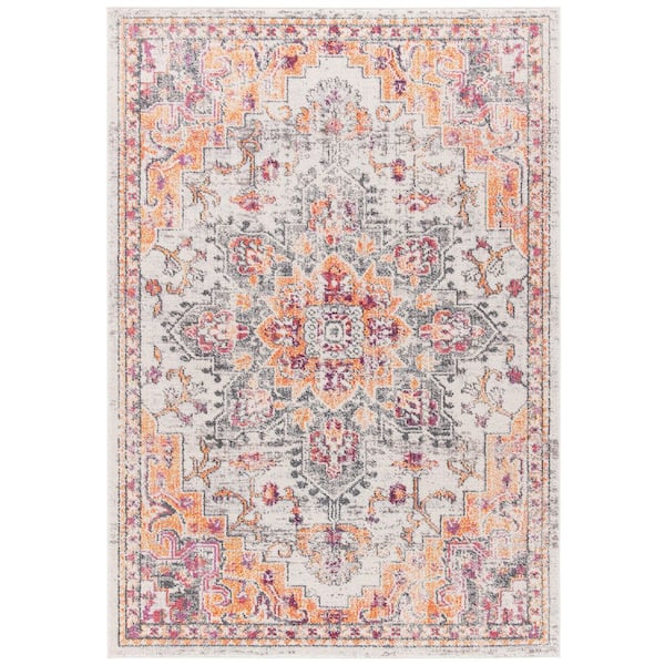 Madison Beige/Orange 2 ft. x 4 ft. Distressed Border Area Rug