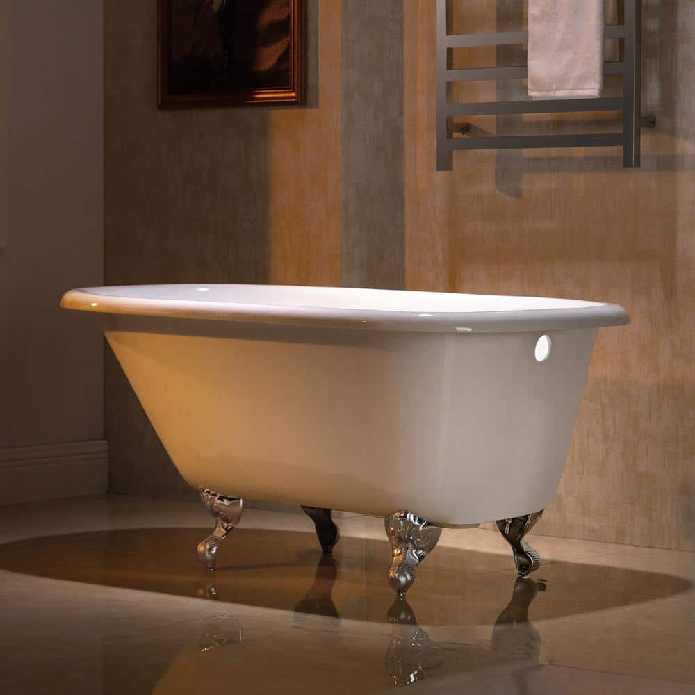 WOODBRIDGE 54 in. x 30.25 in. Cast Iron Roll Top Clawfoot Soaking