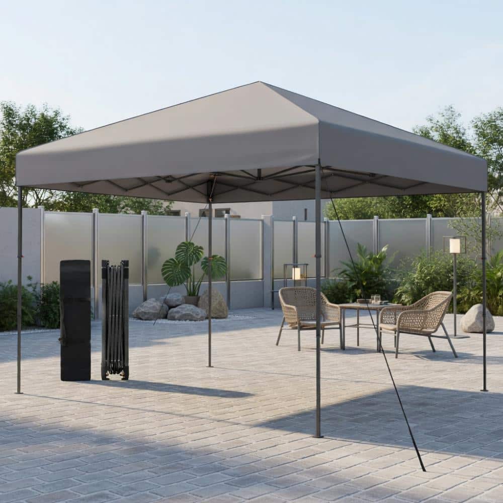 10 ft x 10 ft Pop-Up Canopy, Silver-Coated Fabric, Adjustable Height, Carry Bag & 8 Stakes, Gray price history on PriceWatchPro