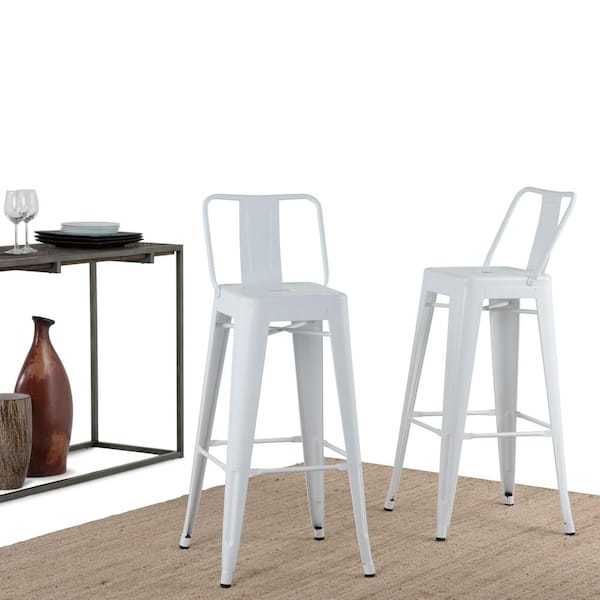 Rayne 30 in. White Industrial Metal Bar Stool (Set of 2)