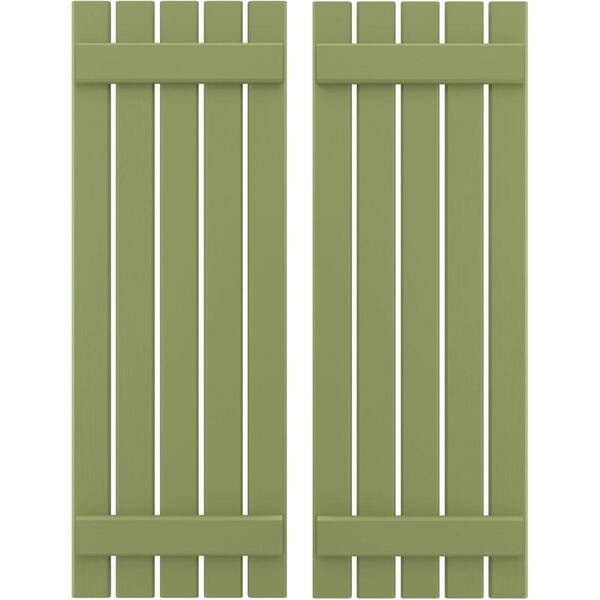 Ekena Millwork 19-1/2 in. W x 73 in. H Americraft 5 Board Exterior Real Wood Spaced Board and Batten Shutters Moss Green