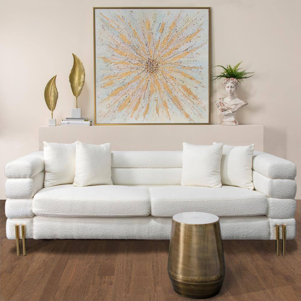 Gold Metal Leaf Sculpture with White Marble Base, 28" Height