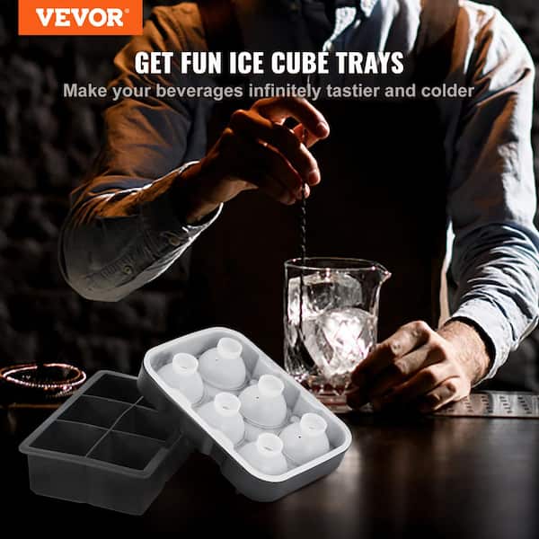 VEVOR Skull Ice Cube Tray 4-Grid Skull Ice Ball Maker 1.6 in.x1.8 in. Each  Flexible Black Silicone Ice Tray with Lid & Funnel BJLJTBG4G00000001V0 -  The Home Depot