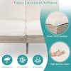Specifications highlighting cushion thickness and material features.