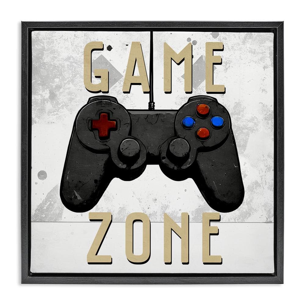 Game Zone Control Black Framed Floater Canvas Wall Art, design by Kim Allen