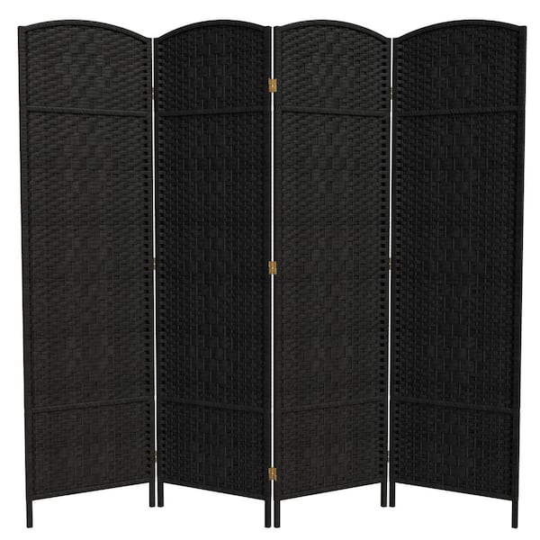 RED LANTERN 6 ft. Black 4-Panel Room Divider