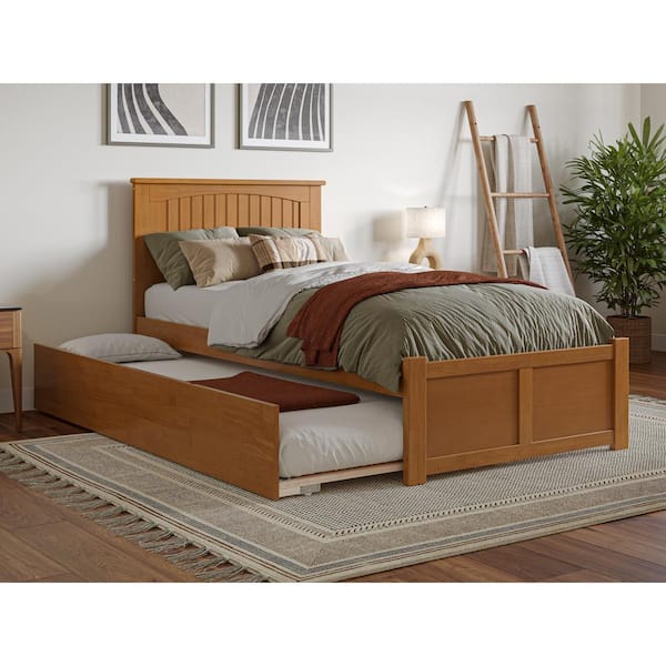 AFI Nantucket Light Toffee Natural Bronze Solid Wood Frame Twin XL Platform Bed with Footboard and Twin XL Trundle