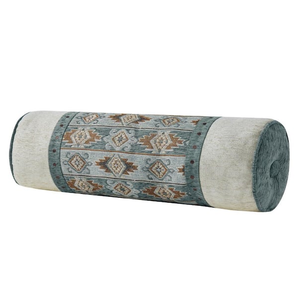 Unbranded Tiberius Turquoise Polyester Southwest 7 in. L x 21 in. W Neckroll Pillow