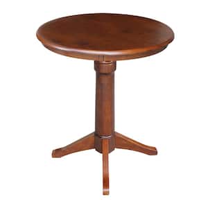 Olivia Espresso 30 in. Round Solid Wood 36 in. H Gathering Dining Table