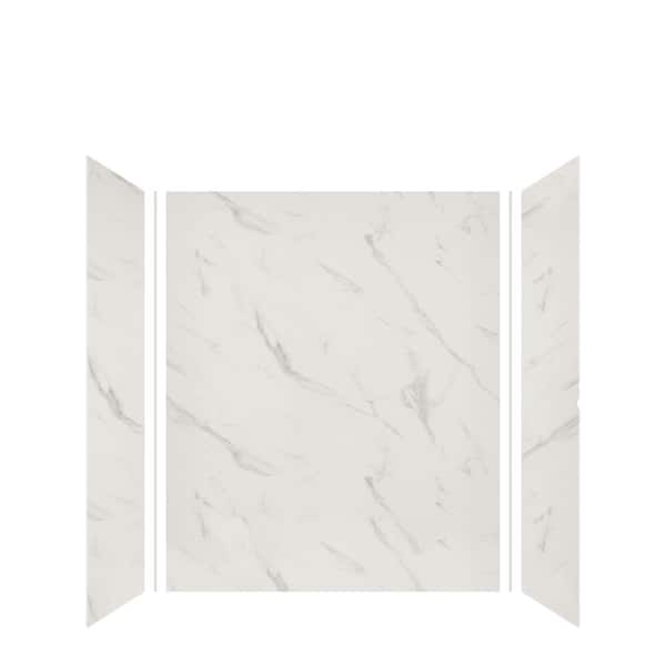 Transolid - Expressions 32 in. x 60 in. x 72 in. 3-Piece Easy Up Adhesive Alcove Shower Wall Surround in Bianca