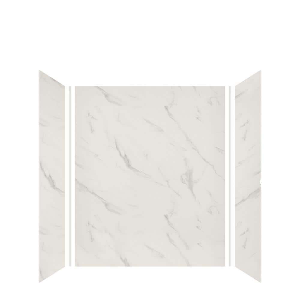 Bianca White Solid Surface 3-Piece Shower Wall Kit, 36" x 60" x 72"
