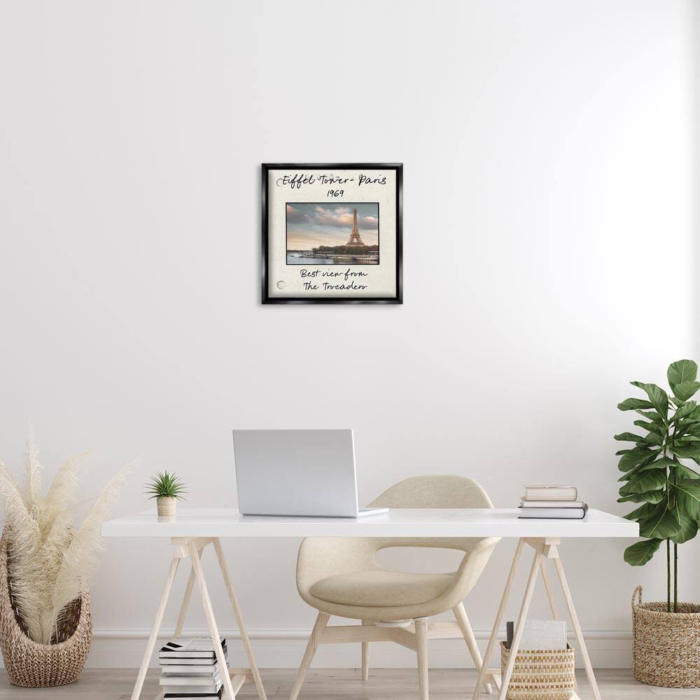 Vintage Travel Eiffel Tower by Danita Delimont Black Floater Frame Architecture Graphic Art Print 18 in. x 18 in. price history on PriceWatchPro