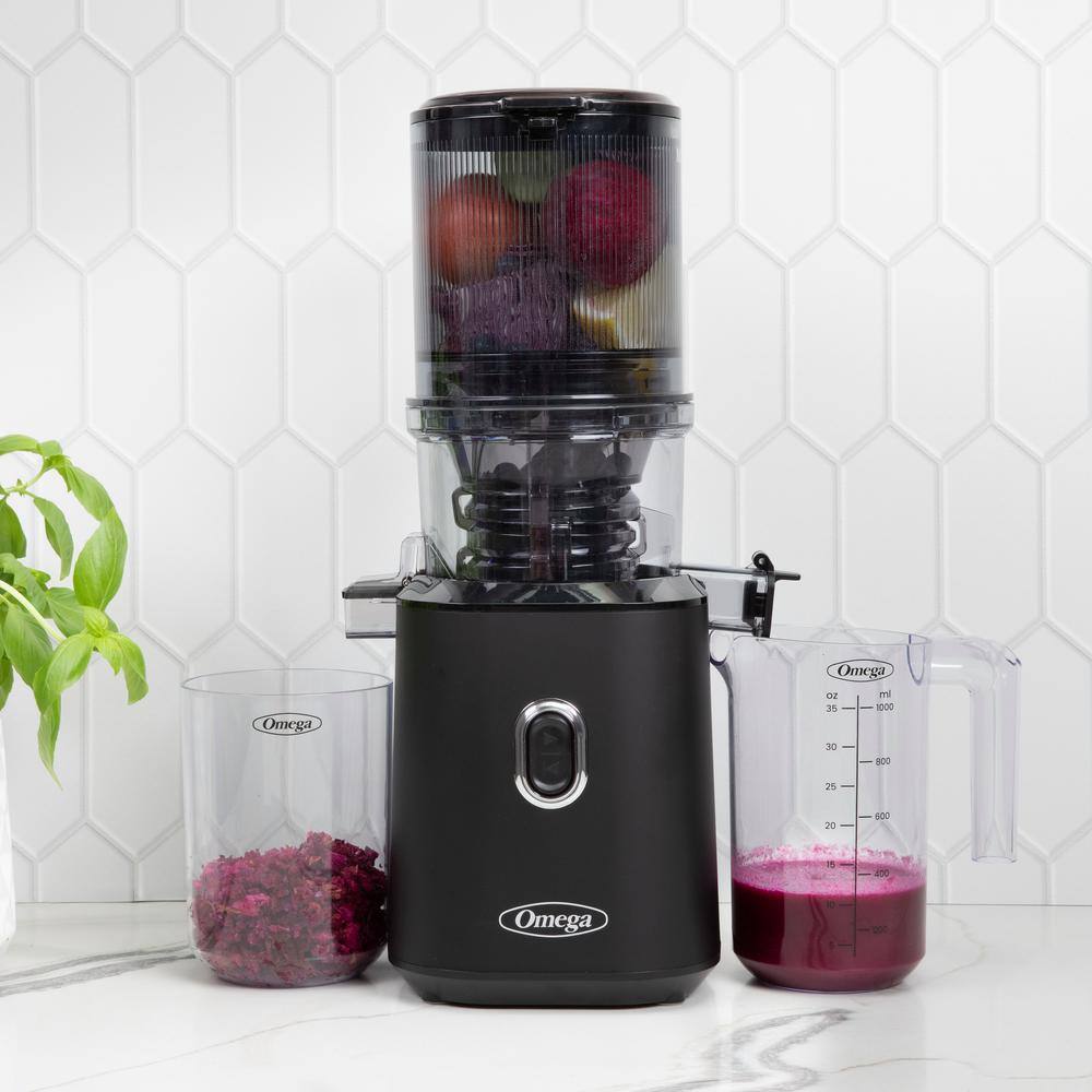 Omega Black Electric Masticating Juicer with Pulp Receptacle