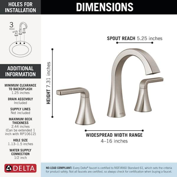 Delta Lineax 8 in. Widespread Double Handle Bathroom Sink Faucet