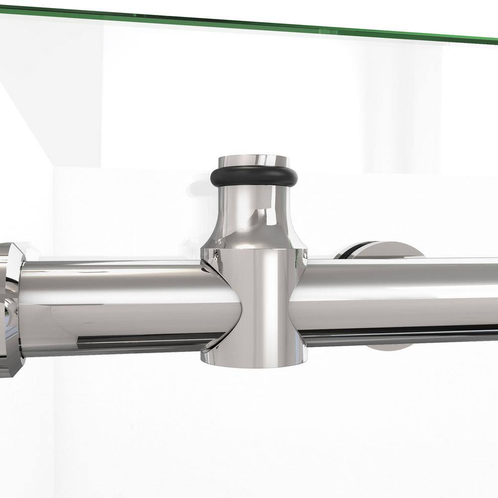 76" Frameless Clear Glass Sliding Shower Enclosure with Polished Stainless Steel Frame