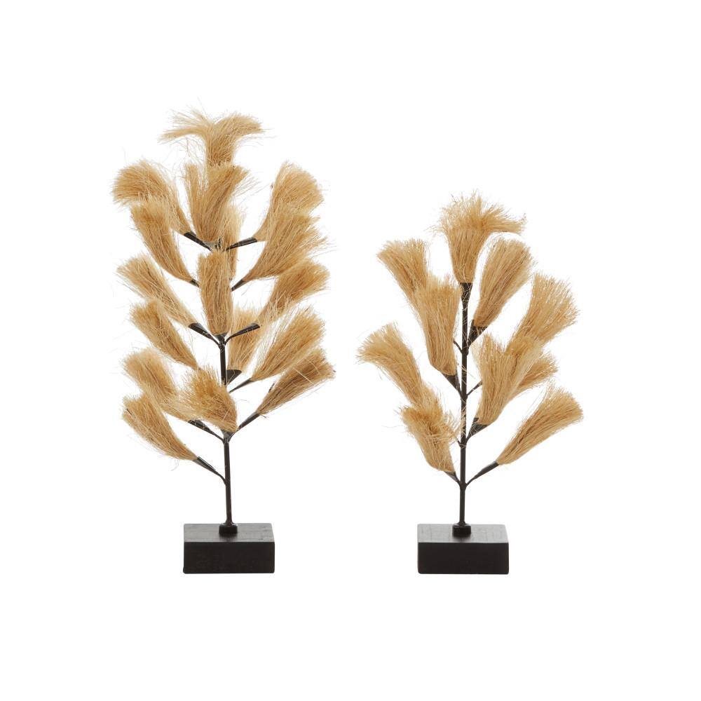 Natural Willow Grass Wood and Metal Sculpture Set