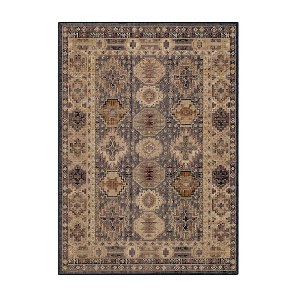 Home Decorators Collection Tristan Navy 4 ft. x 6 ft. Medallion Indoor Area Rug