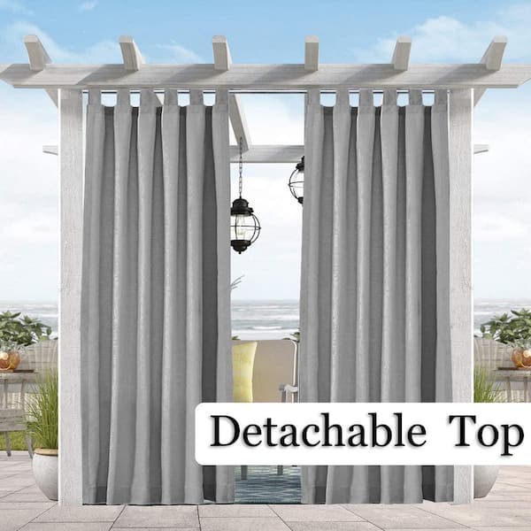 Pro Space 50 in. W x 96 in. L Privacy Fabric Tab Top Outdoor Window Curtains Panel for Pergola, Patio and Balcony in Grey