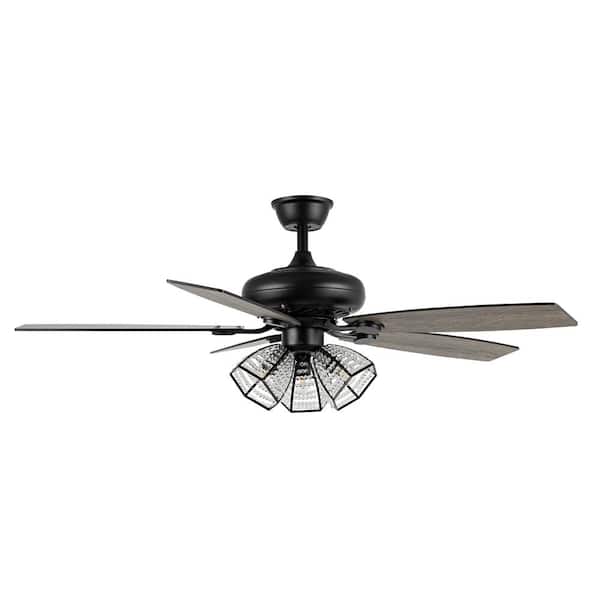 WINGBO 52 in. Indoor Black 5 Blade Standard Ceiling Fan with Light Kit