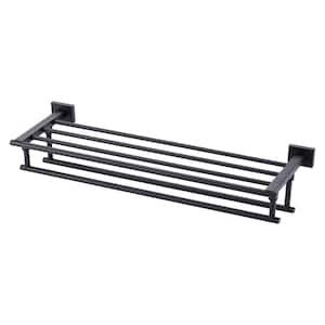 24 in. Stainless Steel Wall Mounted Bathroom Double Towel Bars in Matte Black