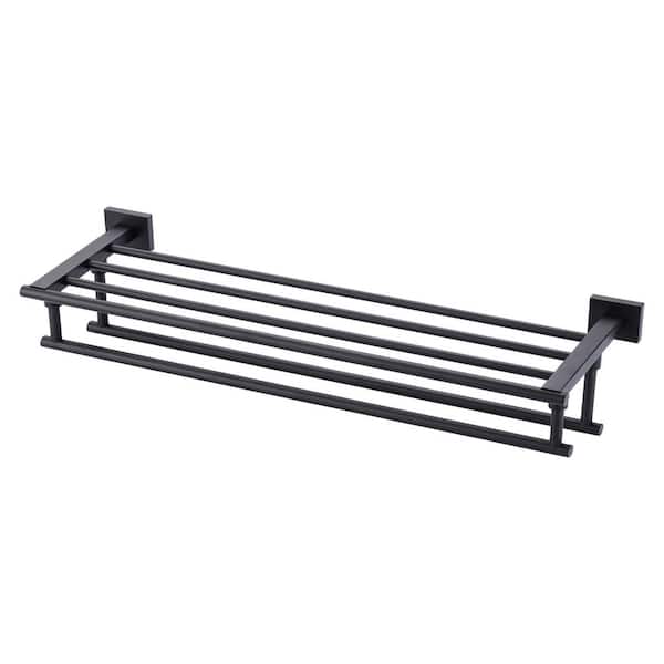 IVIGA 24 in. Stainless Steel Wall Mounted Bathroom Double Towel Bars in Matte Black