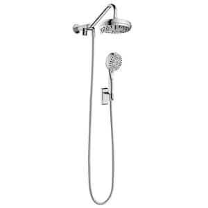 6-spray 7 in. Dual Shower Head and Handheld Shower Head with Low Flow in Chrome