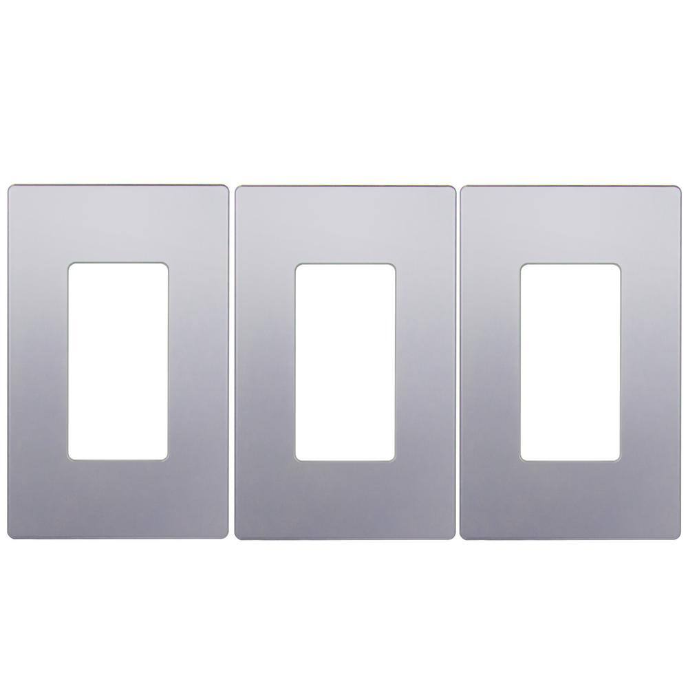 Elite Series 1-Gang 4.68 in. H x 2.93 in. L, Screwless Decorator Wall Plate in Silver (3-Pack) price history on PriceWatchPro