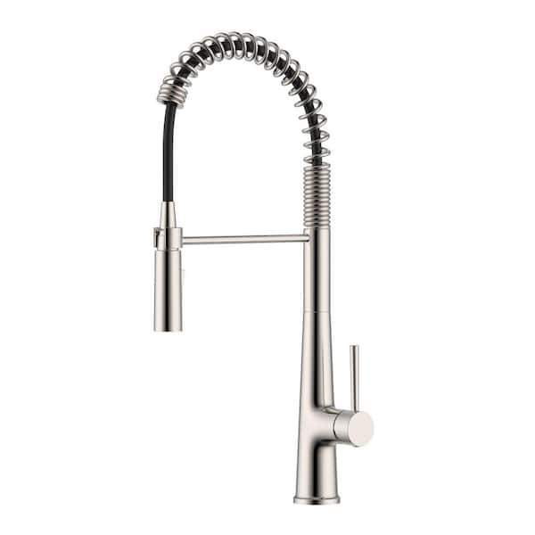 Seneca Brushed Nickel Stainless 23.75 in. H Single Handle Pull Down Sprayer Kitchen Faucet with 360° Spout Swivel