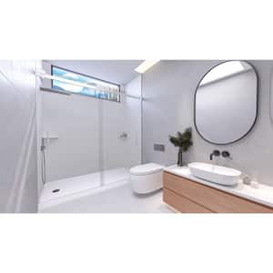 Winter White-Tetherow 60 in. x 32 in. x 99 in. Floor/Ceiling Base/Wall/Door Alcove Shower Stall/Kit Chrome Left