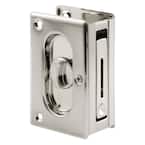 3-3/4 in., Solid Brass with Satin Nickel Finish, Pocket Door Privacy Lock and Pull