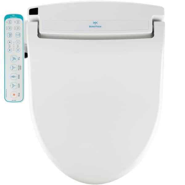 BIDETMATE 1000 Series Electric Bidet Seat for Elongated Toilets with Heated Water and Dryer, Side Control Panel in White