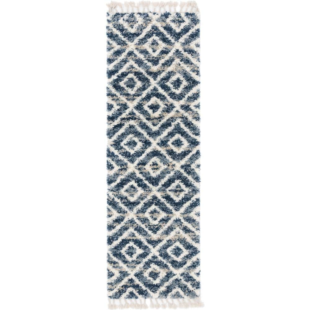 Hygge Shag Diamond Blue 2 ft. 7 in. x 8 ft. 2 in. Runner Rug price history on PriceWatchPro