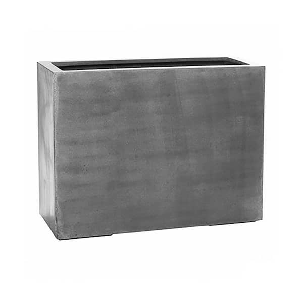 Vasesource 15 in. x 28 in. Matte Gray Fiberstone Rectangular Planter