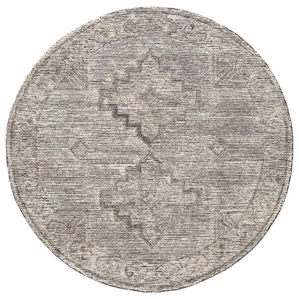 Kenya 6 ft. x 6 ft. Ivory/Charcoal Tribal Round Rug