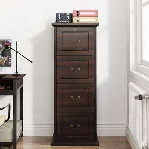 Atencio 4-Drawer Dark Brown Wood 19.68 in. W Vertical File Cabinet Letter/Legal/A4 Size