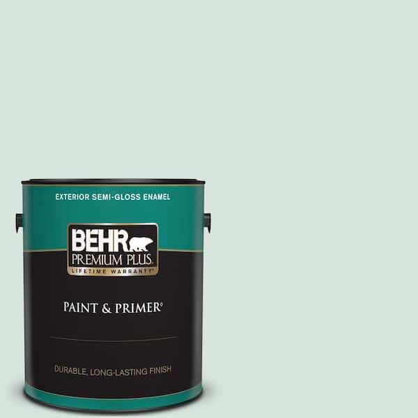 BEHR PREMIUM PLUS 1 gal. #S420-1 New Day Semi-Gloss Enamel Exterior Paint & Primer