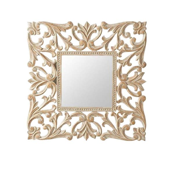Unbranded Bashni 20 in. Square Gold Wash Framed Mirror