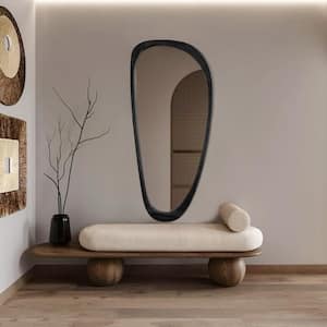 22 in. W x 48.1 in. H Irregular Black Natural Solid Wood Frame Decorative Mirror