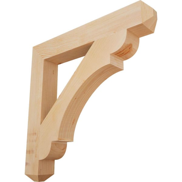 Ekena Millwork 3.5 in. x 28 in. x 28 in. Douglas Fir Olympic Craftsman Smooth Bracket