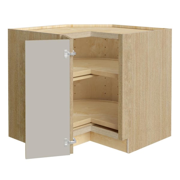 Franklin 33 in. W x 24 in. D x 34.5 in. H Assembled Plywood Corner Lazy Susan Base Kitchen Cabinet in Vanguard Oak LH