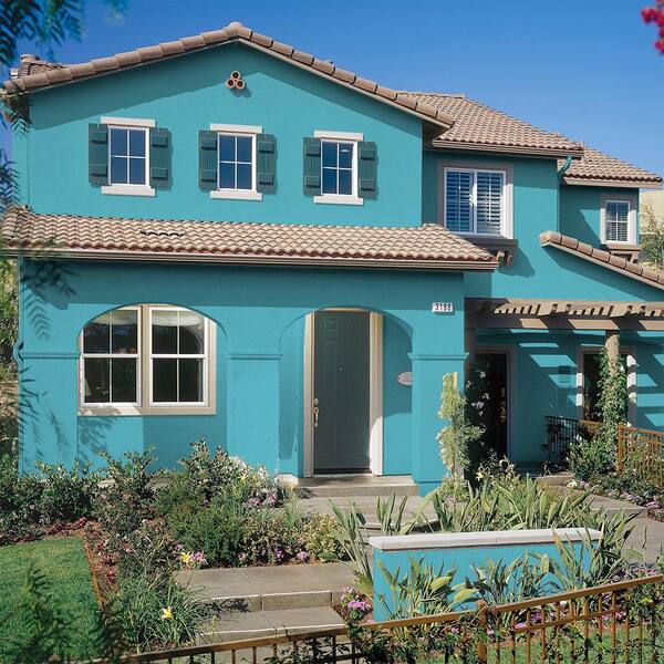 BEHR ULTRA 1 gal. #T15-11 Sonic Blue Flat Exterior Paint & Primer 485401 -  The Home Depot